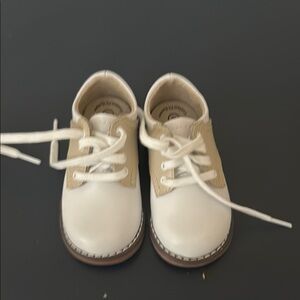 FootMates White and Tan Baby Walker Shoes